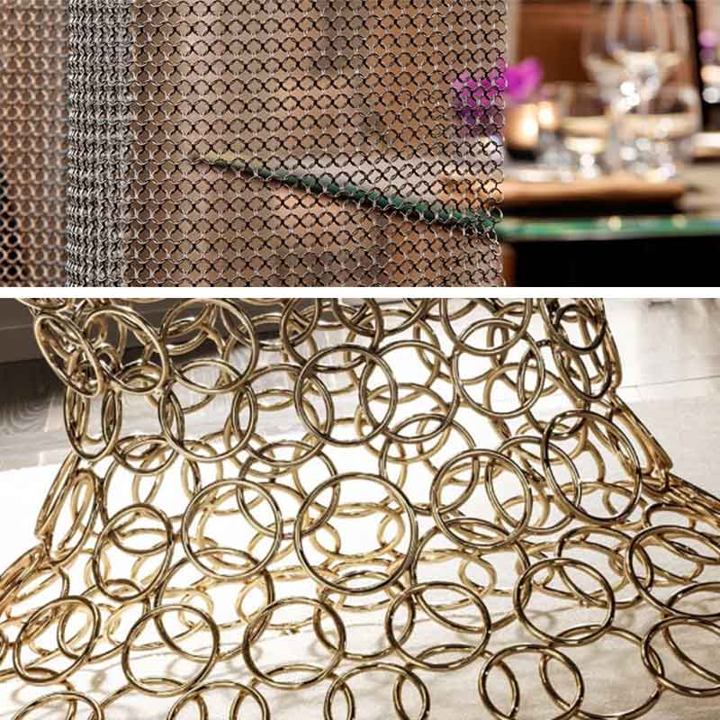 Metal ring meshes for decoration